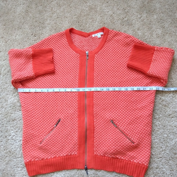 CAbi Sweaters | Cabi Orange Full Zip 34 Sleeve Sweater Size M | Poshmark